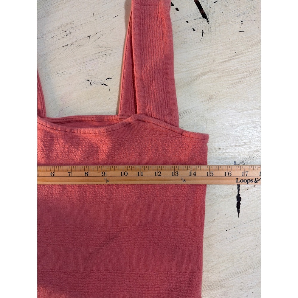Daily Practice Anthropologie Tank Top Womens Sm Coral Pink Textured Knit Square - Picture 5 of 5